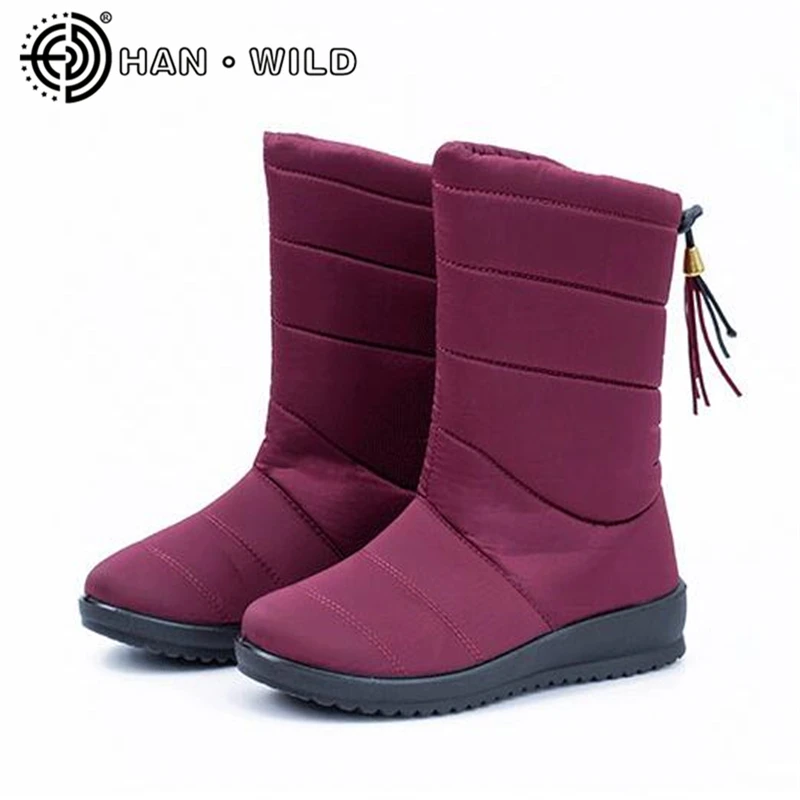 Модные женские зимние ботильоны с кисточками теплые водонепроницаемые ботинки
