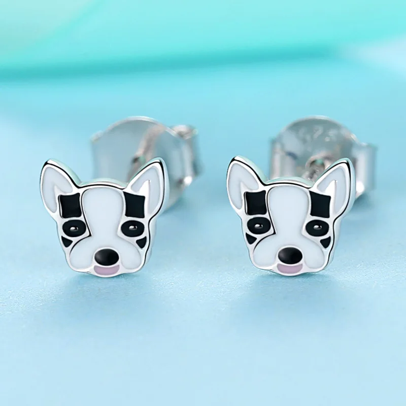 Серьги с эмалью в виде божьей коровки и кота из серебра 100% пробы | Украшения