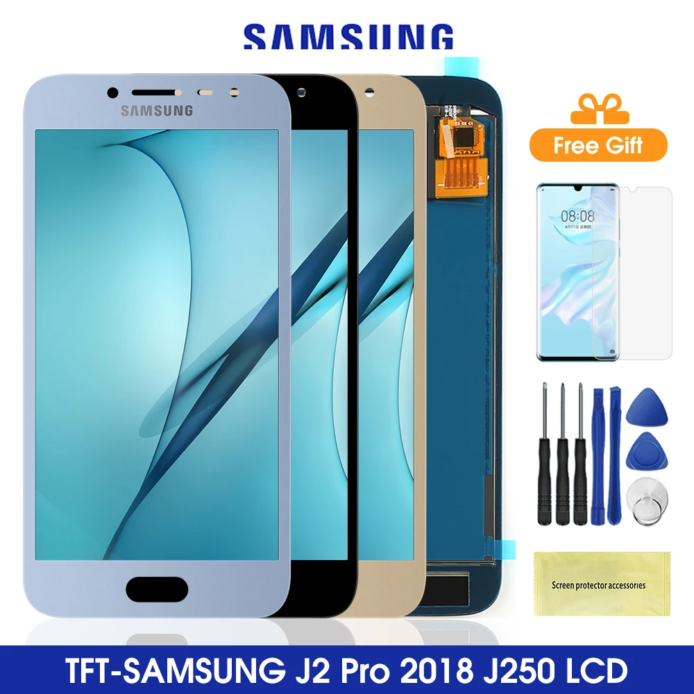 ЖК дисплей J250 с регулировкой яркости для Samsung Galaxy J2 Pro 2018 сенсорным экраном и