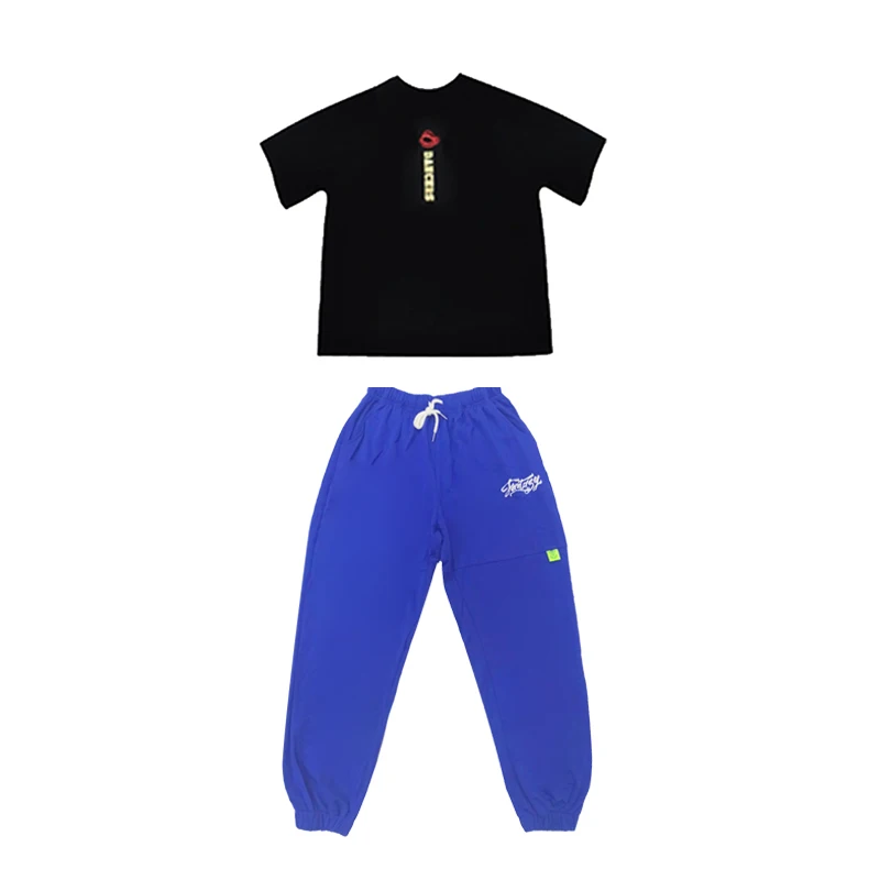 

Boy Hip Hop Costumes Children Summer Short Sleeve Modern Dancing Performance Clothes Street Dance Outfit Kids Stage Wear DN6124
