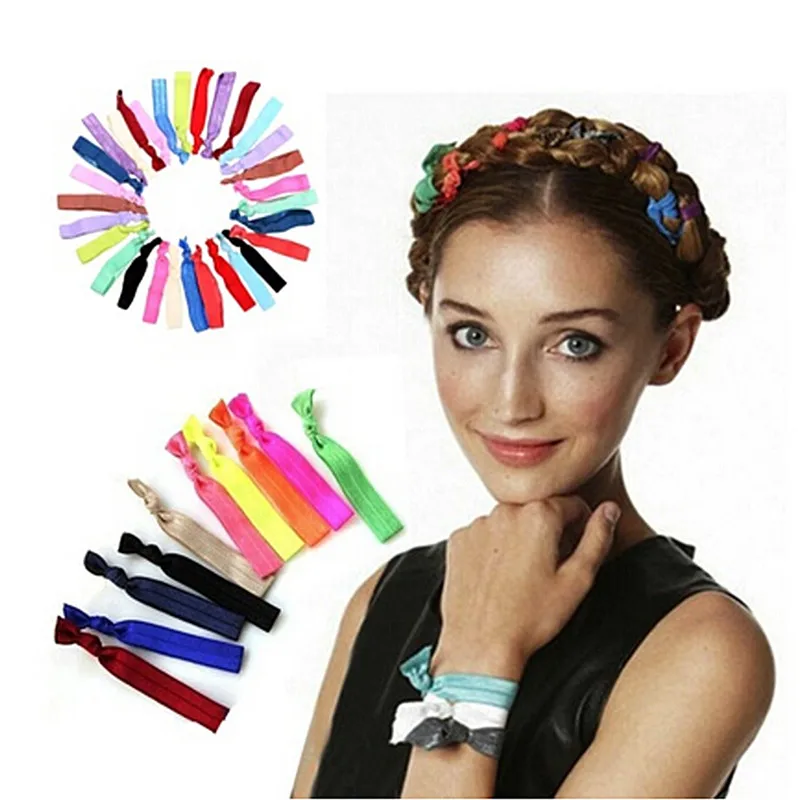 

30Pcs Ponytail Holder Knot Elastic Hair Tie Hairband printed colorful Bracelets knotted headwear hair accessories