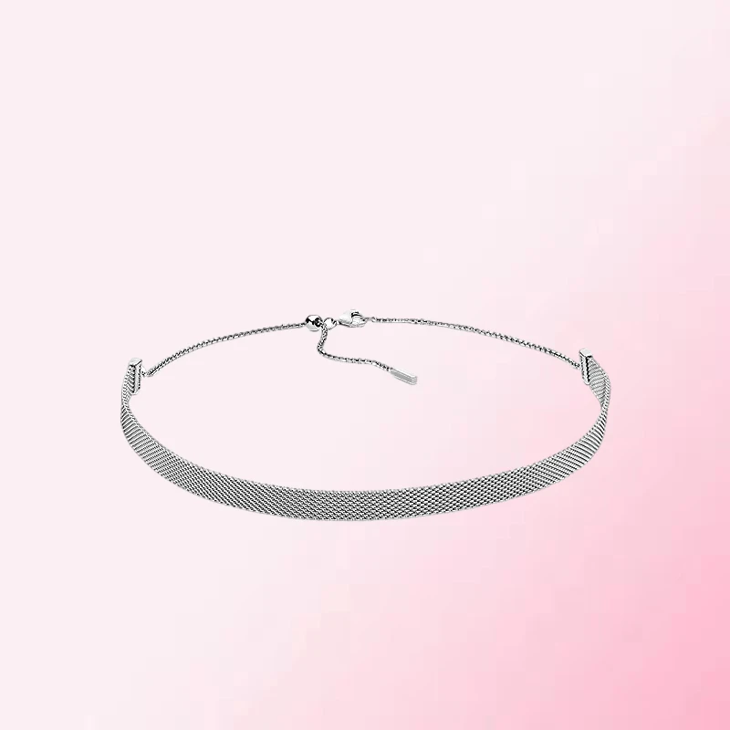 

PanDO 925 Sterling Silver Customized Silver Braided DIY Necklace 398252