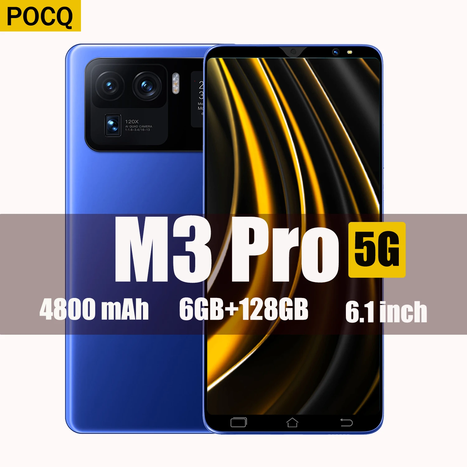

Global version POCQ M3 smartphones 8GB 256GB phnes 6.1 HD inch mobile phones 4800mAh cellphones Face ID Dual SIM android 10.0