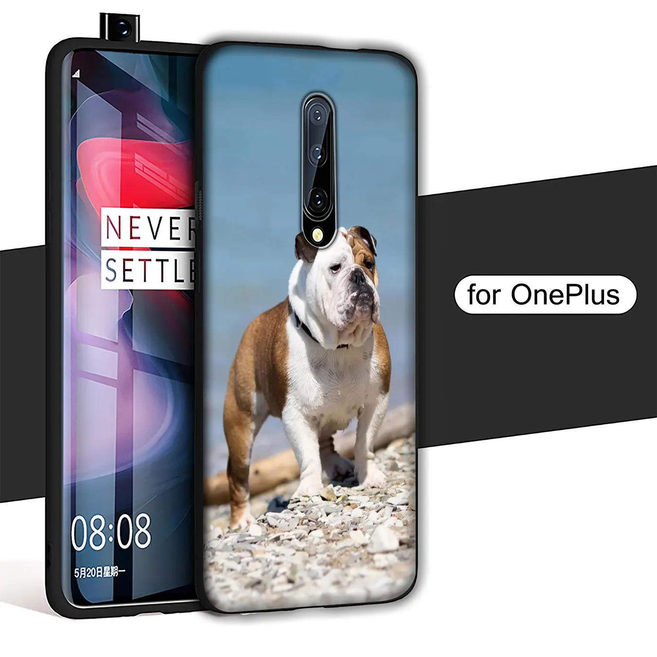 IYICAO Cute dog english bulldog Soft Silicone Phone Case for Oneplus 7T 7 Pro 6 6T 5 5T TPU Black Cover One Plus |