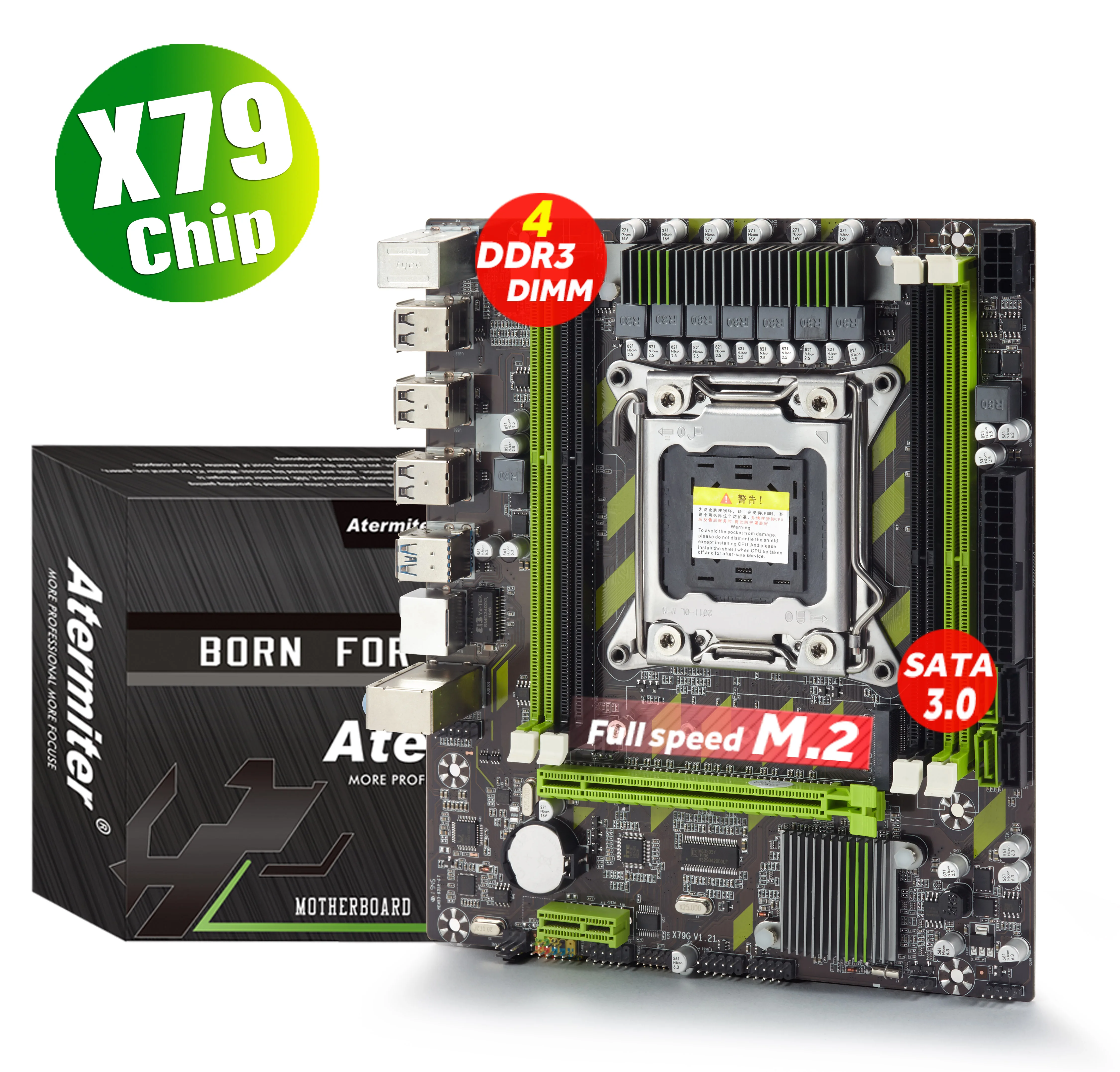 Материнская плата Atermiter X79 X79G LGA2011 mini-ATX combos E5 1650 V2 SR1AQ CPU 4 шт. x 8 ГБ = 32 DDR3 ОЗУ 1600 МГц PC3