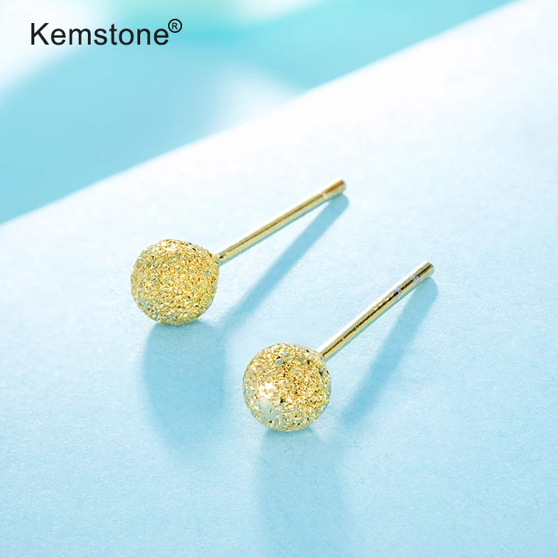 Kemstone 925 серебристого цвета с милыми бубонами серьги-гвоздики ювелирное изделие