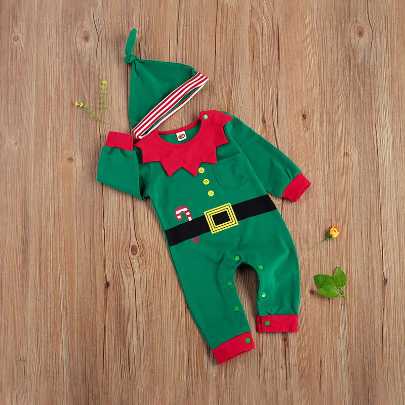 Одежда для малышей девочек и мальчиков эльф новогодний Рождественский костюм
