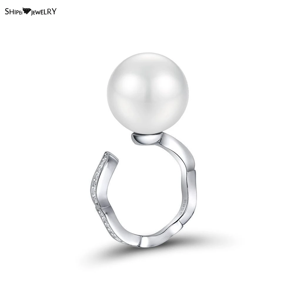 

Женское кольцо из серебра 925 пробы, с жемчугом 14 мм