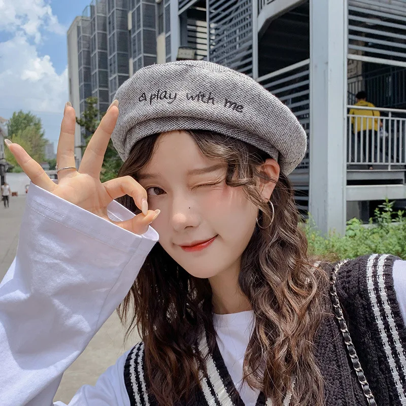 Женский хлопковый берет Одноцветный Зимний шапки для девочек мягкая шерсть