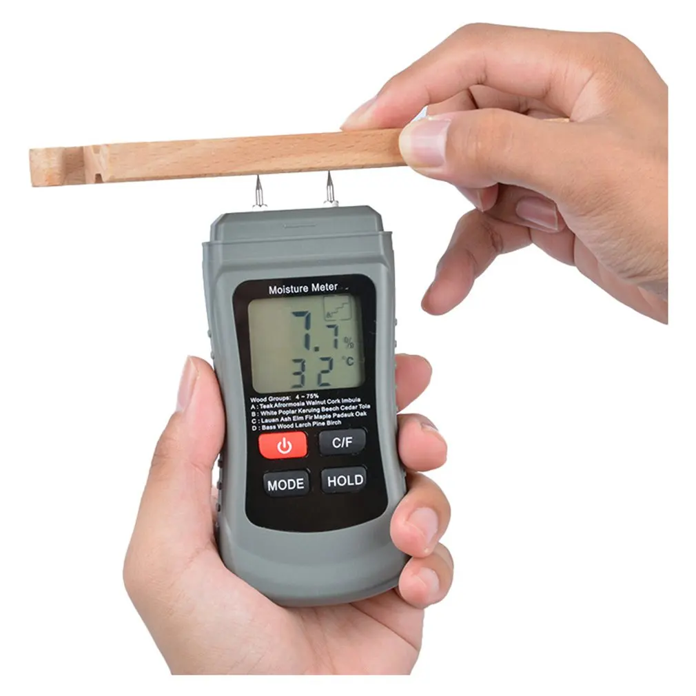 

Wood Moisture Meter Digital Moisture Detector Moisture Tester Damp Tester Dampness Meter Hygrometer Thermometer For Wood SDJ01
