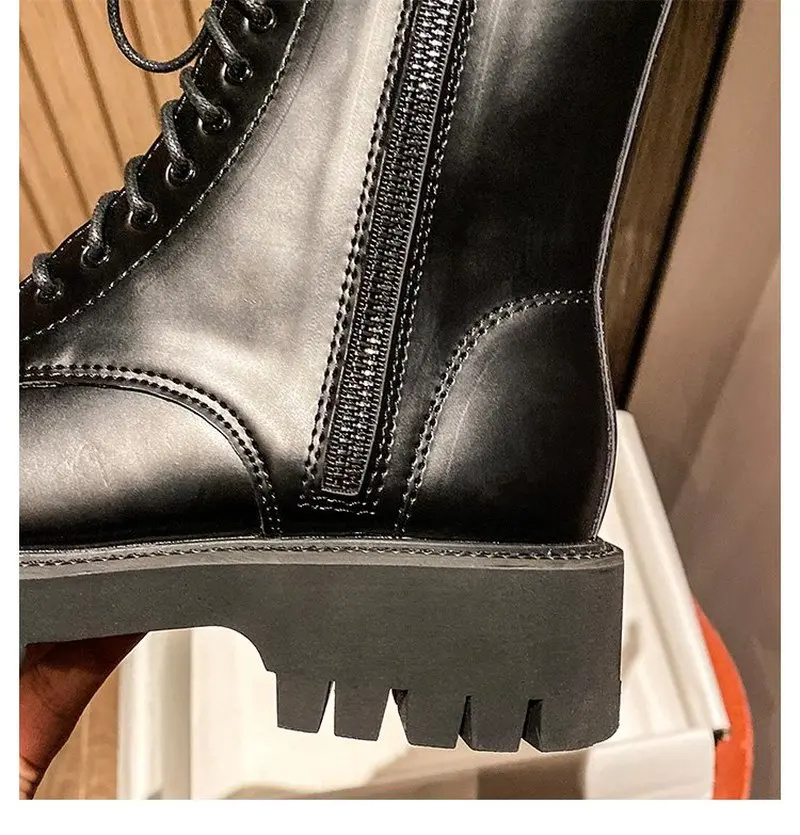 

Leather Martin Boots Rubber Women's Shoes 2020 Zipper Platform Shoes Woman Booties Black Boots For Women Bottine Femme