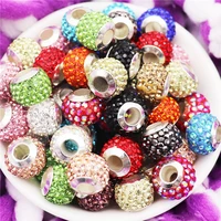 20pcs wholesale big hole european rhinestone crystal spacer beads charms fit pandora bracelet necklaces for women jewelry making