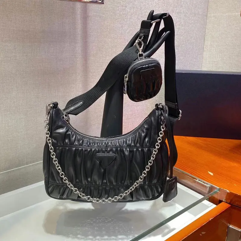 

High-quality leather fold handbags, women's new hobo bag, underarm bag design, shoulder messenger bag, waist bag, chain bag