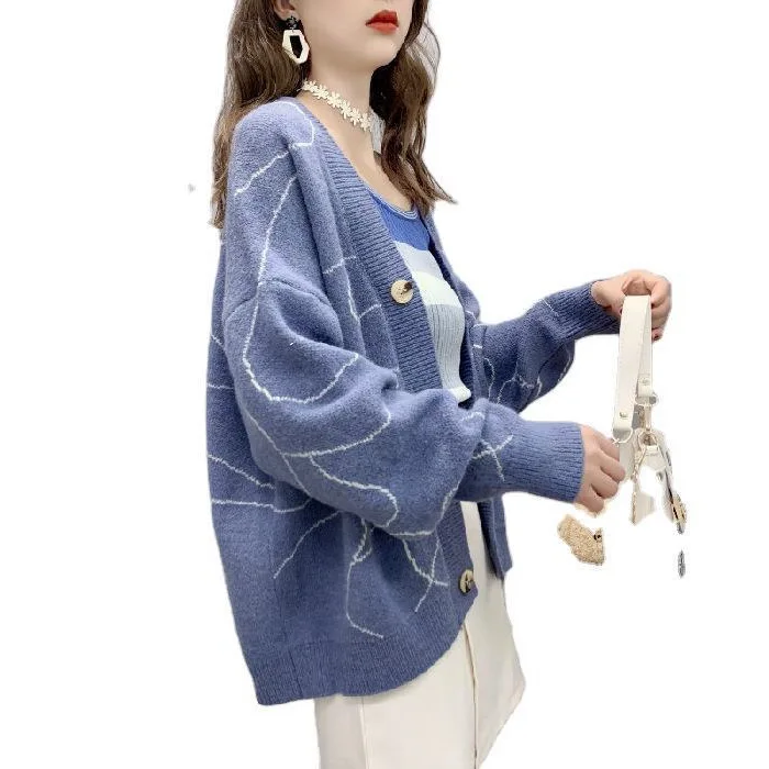 

Korean version of thin sweater women's cardigan coat women's 2020 autumn women's new top lazy wind knitwear