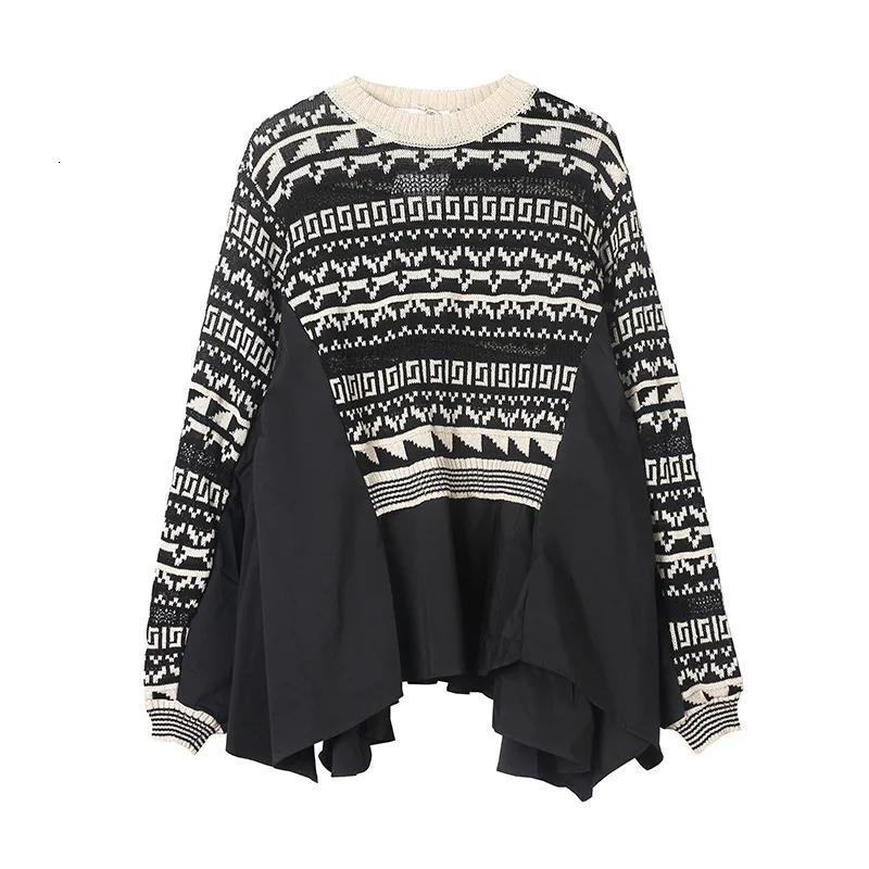 Женский трикотажный свитер QING MO черный с рукавами летучая мышь зима 2019 | Женская