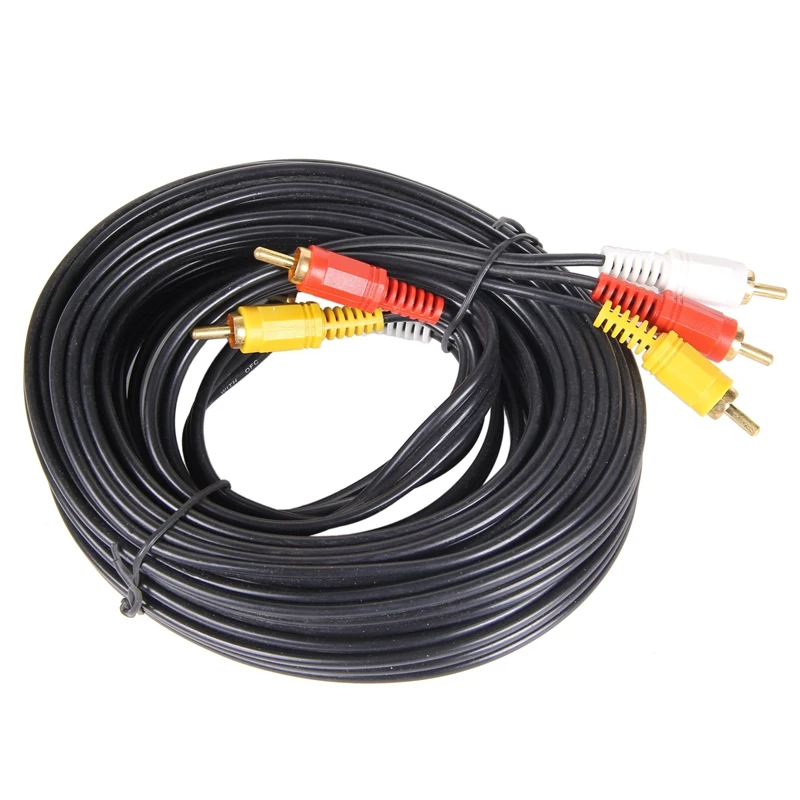 IG 3RCA видео кабель/AV код 3 контактный pin (черный 10 м)|Кабели HDMI| |