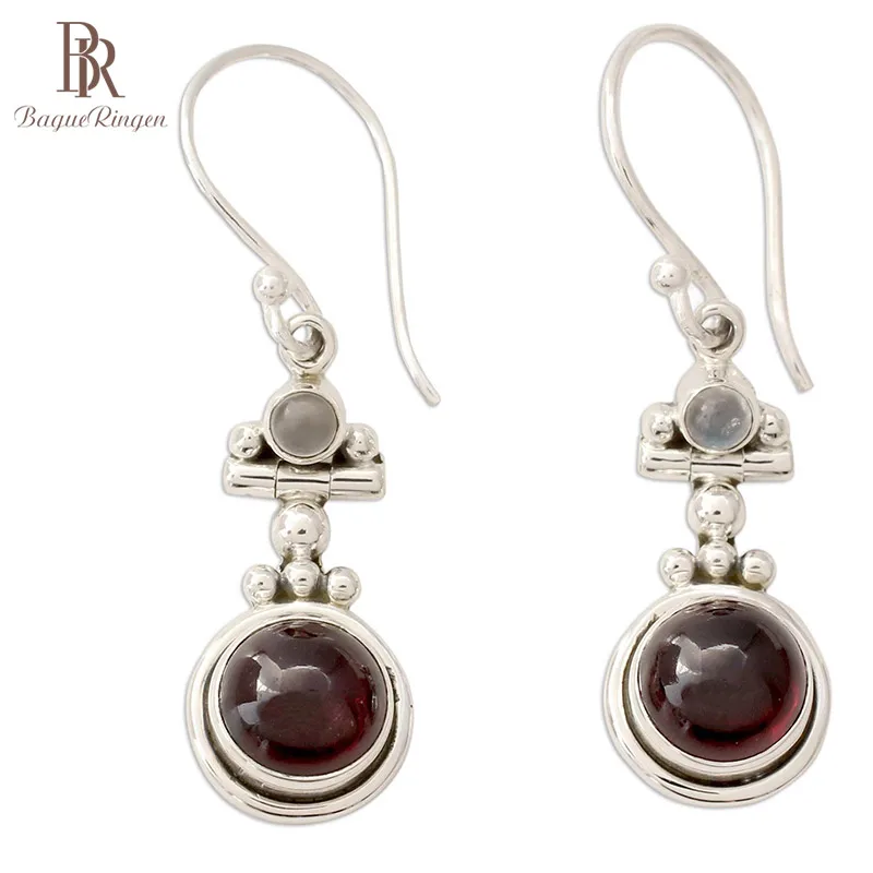 Женские винтажные серьги Bague Ringen изящные в виде рубеллита из тайского серебра 925