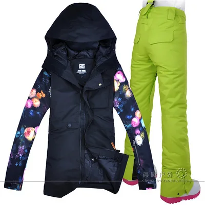 2021 GSOU зимний женский лыжный костюм с капюшоном куртка для сноуборда брюки