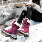 Женские ботинки на нескользящей подошве, черные теплые ботинки на платформе, со шнуровкой, до середины икры, зимний сезон