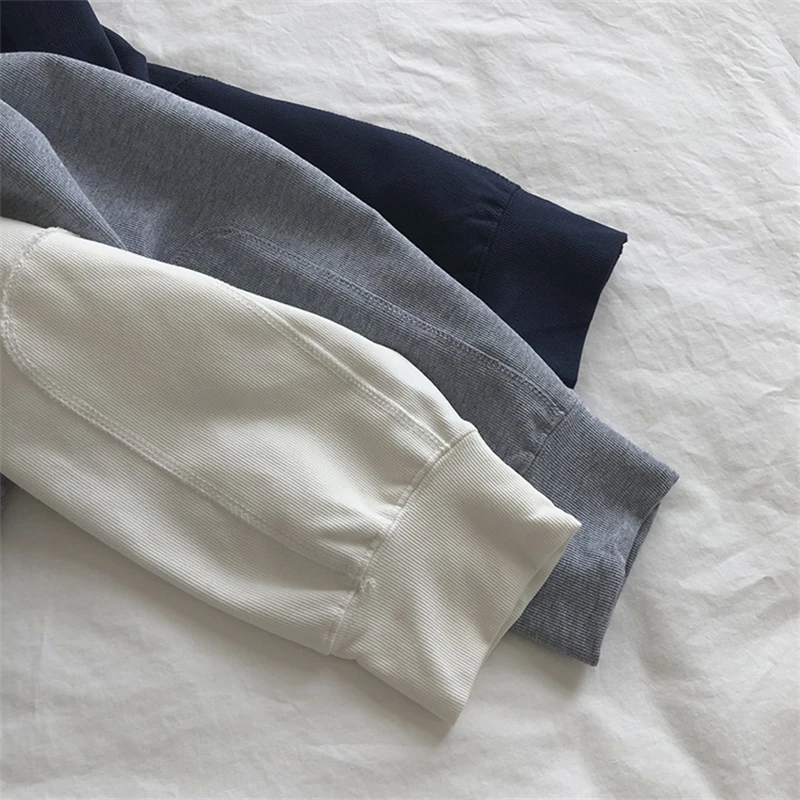 

YOSICIL Casual white button Hoodies loose long sleeve drop shoulder sleeve Hoodie High street style spring Autumn clothing 2021