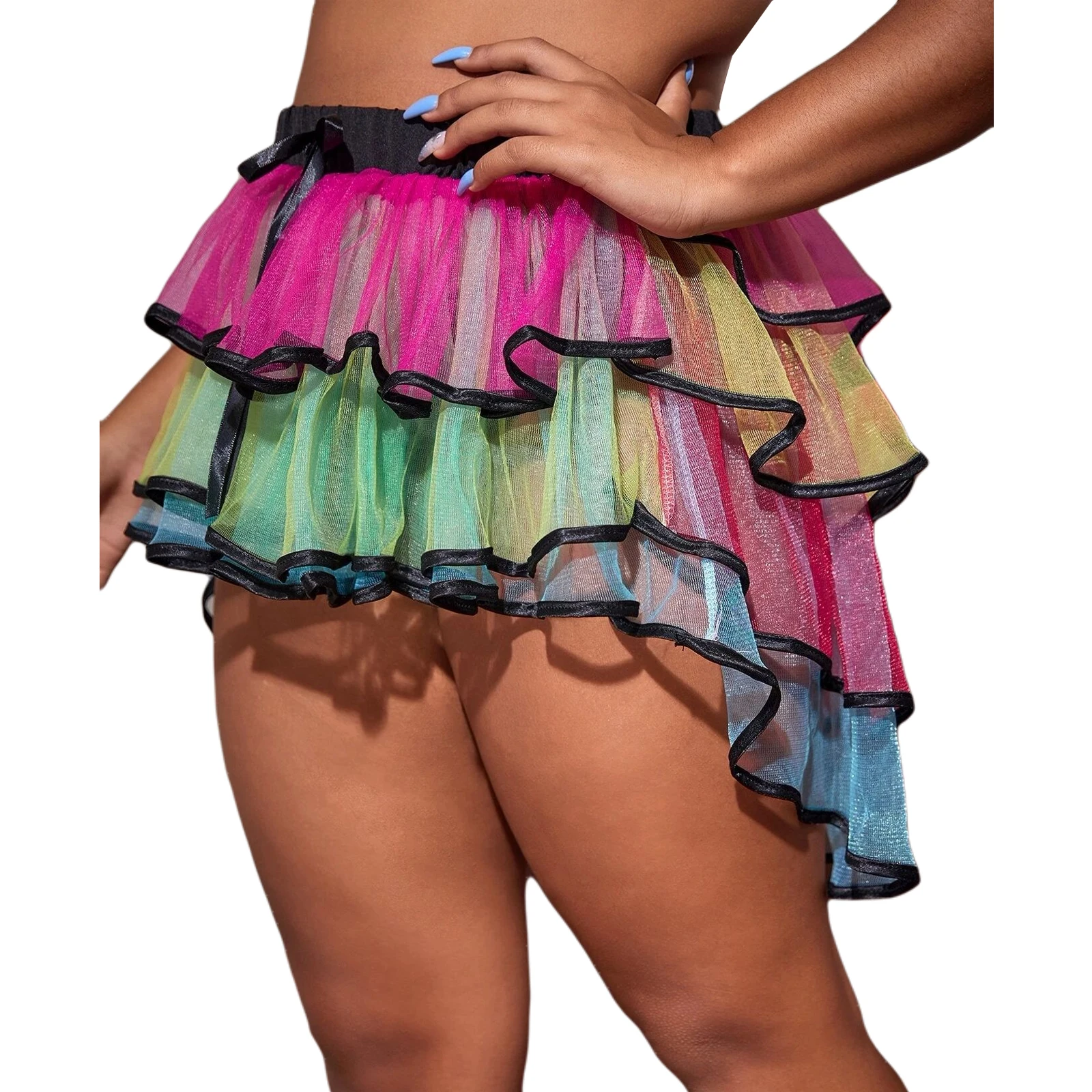 Женская яркая сетчатая юбка сексуальная одежда для ночного клуба сценического