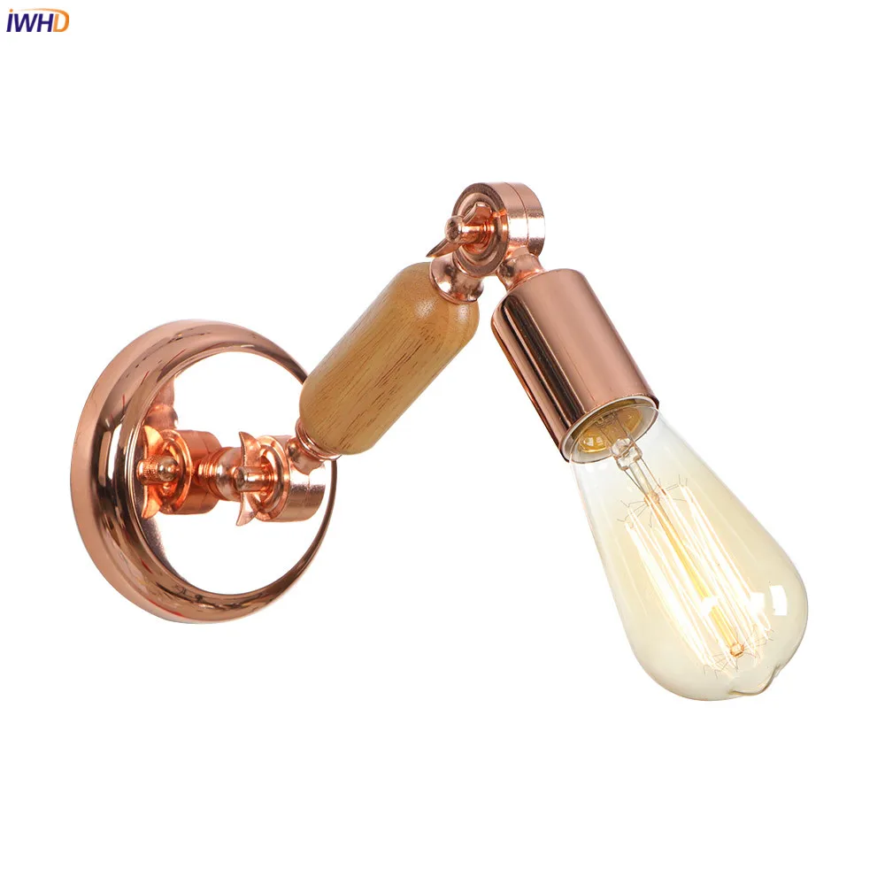 IWHD скандинавский настенный светильник розовое золото Эдисона для кафе ванной
