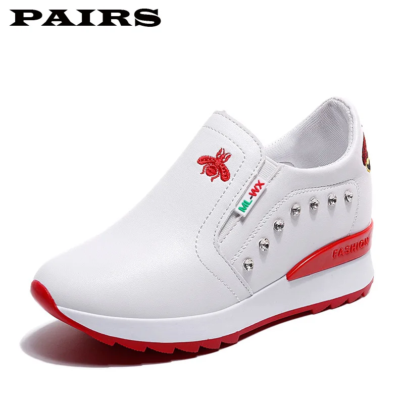 Кроссовки женские из ПУ кожи Повседневные Дышащие сникерсы на платформе круглый