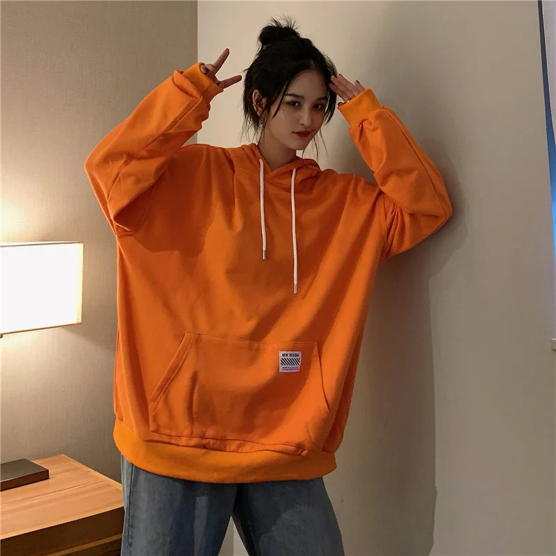 

Свитер с капюшоном на весну и осень свободный в Корейском стиле бойфренд ленивый