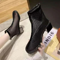 new women summer shoes zipper mesh breathable boots black and white ankle boots