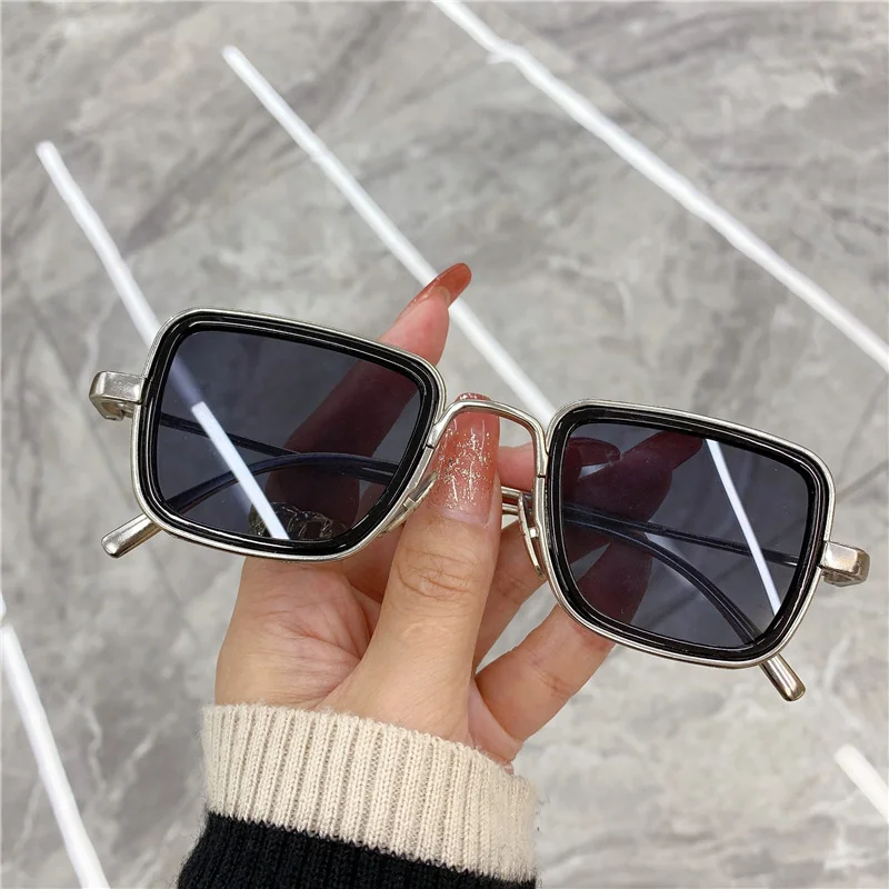 

KAMMPT Fashion Sunglasses Square Vintage Men/Women Retro Sun Glasses Rectangle Glasses Punk Metal Frame Eyewear UV400 Outdoor