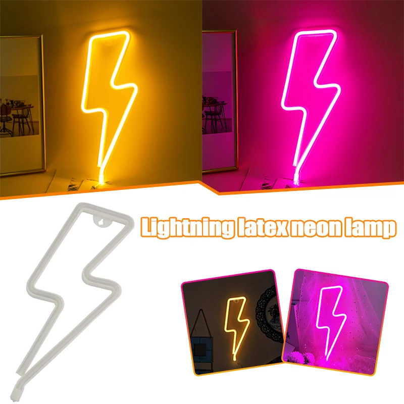 

Flash Shaped Neon Signs Decorative Atmosphere LED Night Lights USB/Battery Powered Acrylic Wall Decor for Room PI669