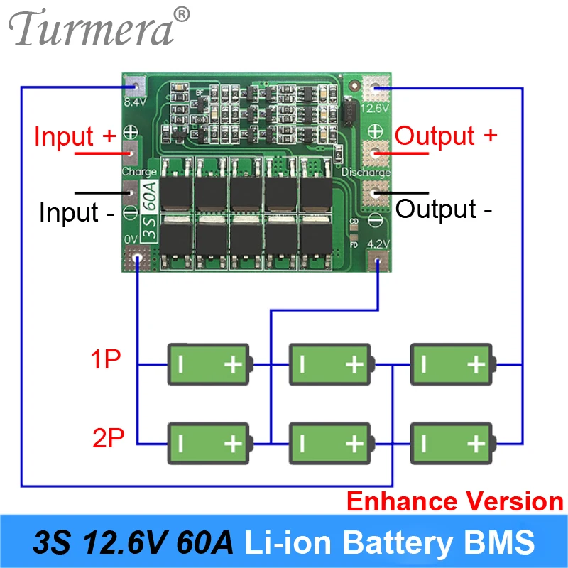 3s плата зарядки схема подключения Защитная плата 3S 60A Li-Ion 18650 BMS PCM с балансировкой для литий-ионного акк