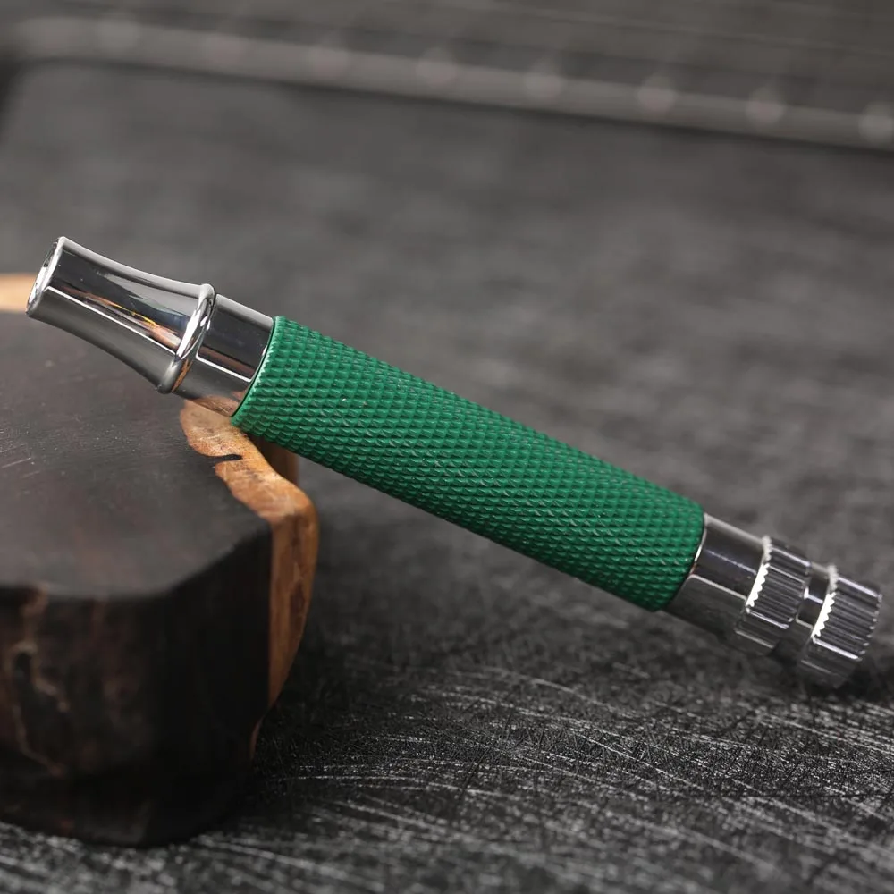 Безопасная ручка для бритвы из латуни цвета зеленый и хром в бутылке Yaqi|Бритва| |