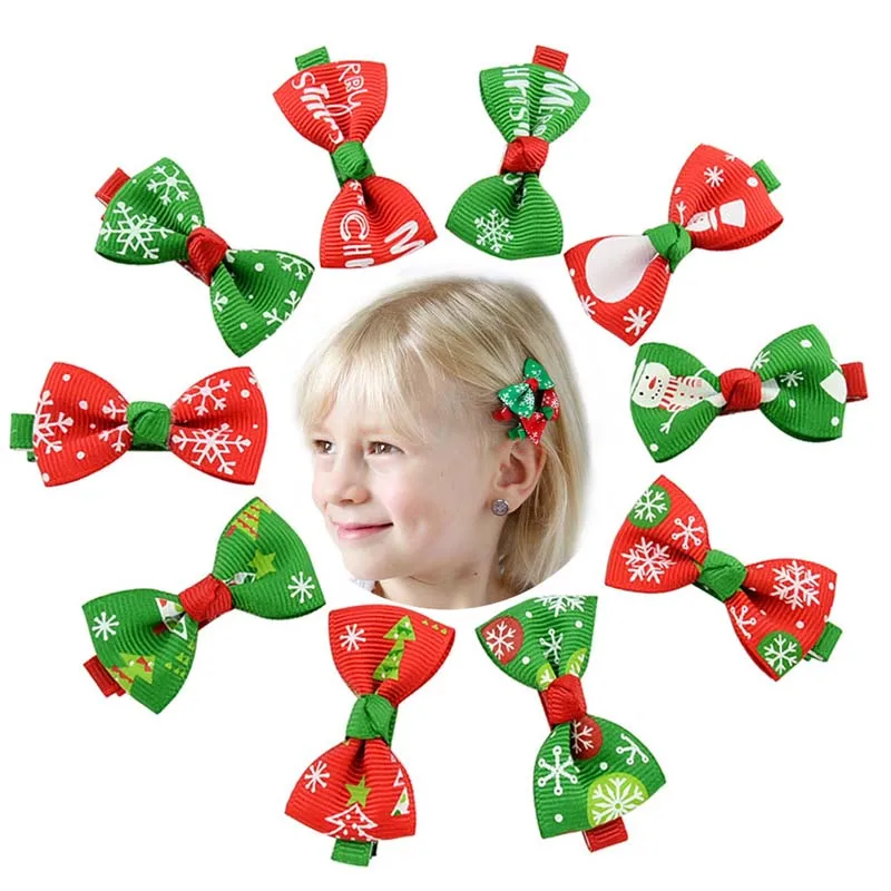 10/20 шт. Рождественский подарок бантом заколки для волос резинки с рисунками из