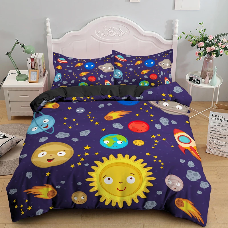 Комплект постельного белья с мультяшным изображением планеты милое одеяло и