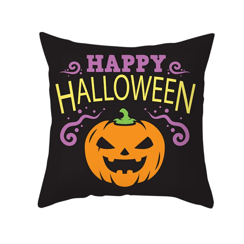 

4Pcs/ Set Hugging Pillowcase Cartoon Pumpkin Halloween Peach Skin Pillowcase Office Sofa Cushion Cover Home Furnishing