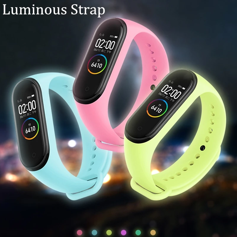 Аксессуары для mi band 3 сменный светящийся силиконовый ремешок на запястье умных