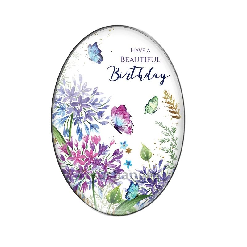 Happy birthday to you best wishes 10pcs mixed 13x18mm/18x25mm/30x40mm Oval photo glass cabochon demo flat back Making findings | Украшения