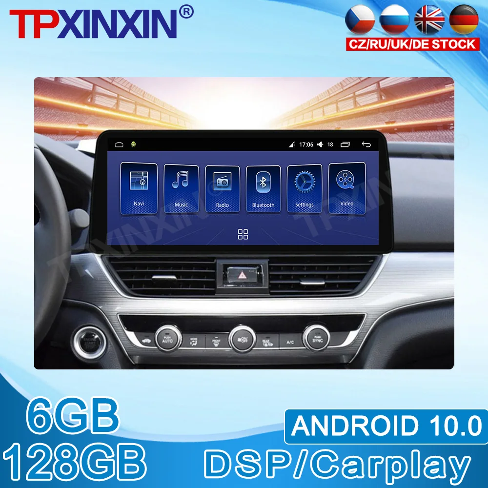

Android 10 6G+128GB DSP Carplay For Honda Accord 2018 2019 2020+ Car Multimedia Stereo Radio Player IPS Touch Screen Navigation