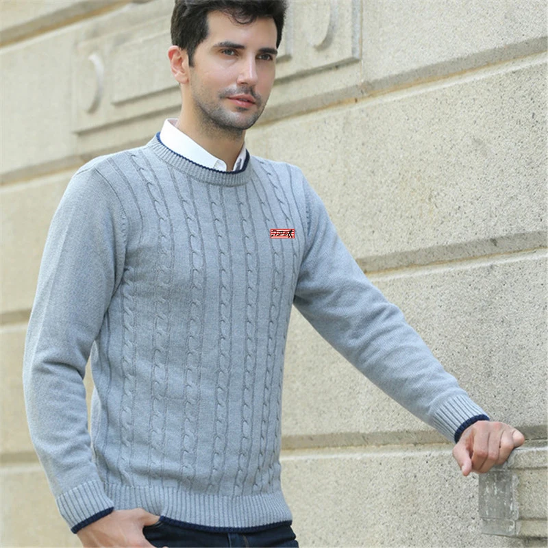 Зимний теплый свитер с круглым вырезом Мужская водолазка Брендовые мужские
