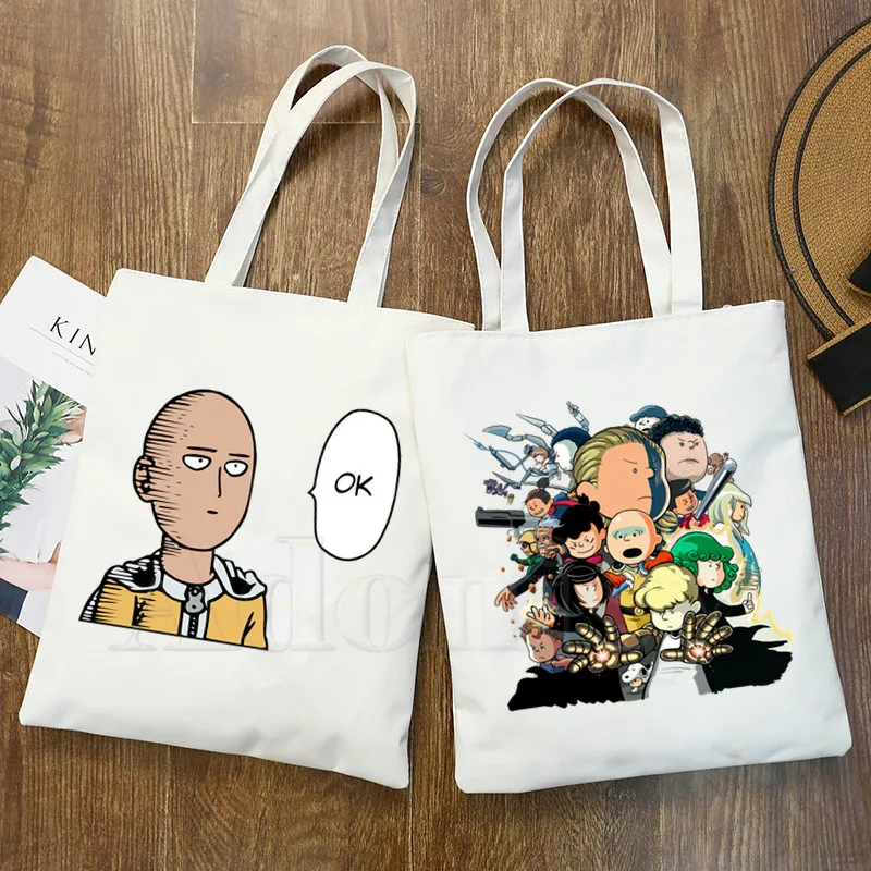 Аниме One Punch Man печатная Холщовая Сумка для девочек простая Большая вместительная