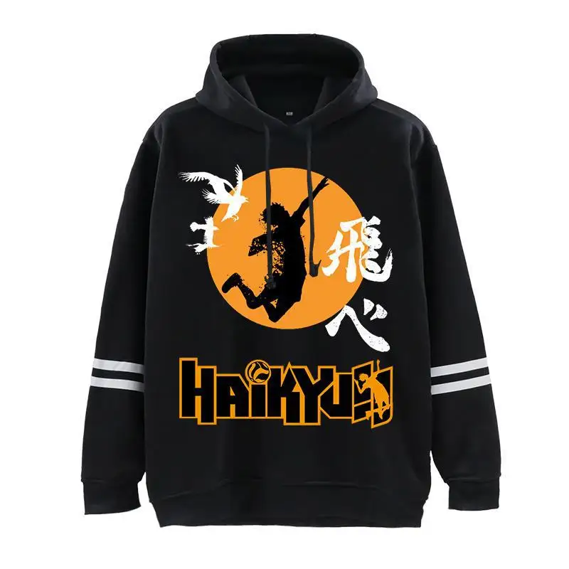 

Толстовка с капюшоном Аниме Haikyuu, Свитшот Karasuno Fly High Graphic Harajuku, уличная одежда для мужчин и женщин, Повседневная Аниме Толстовка, Забавный пуловер, топы