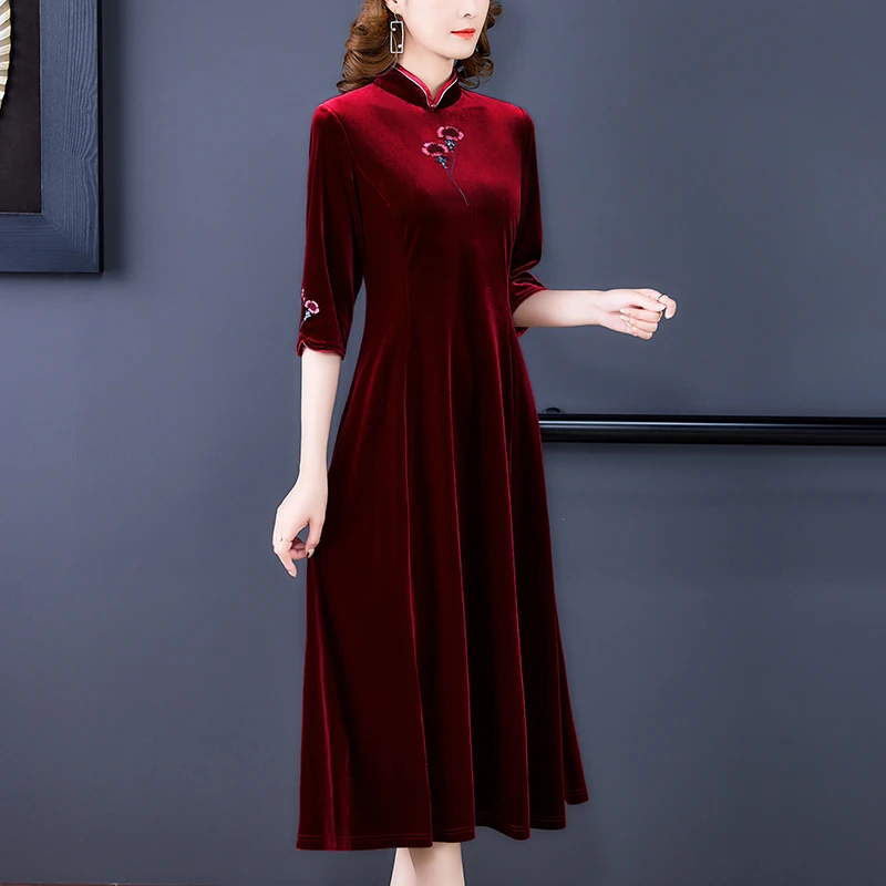 

COIGARSAM женское платье осень 2021 Чонсам красные платья Traf Robe Vestidos