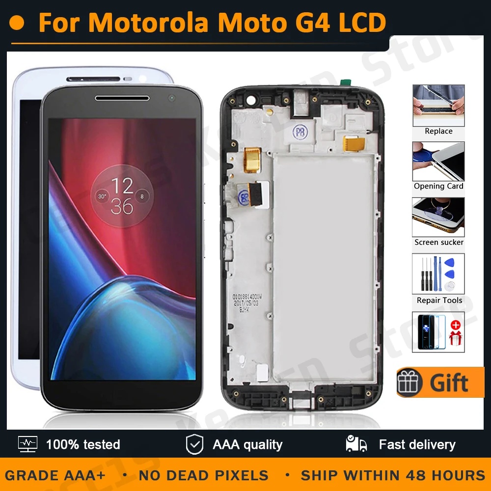 

Сенсорный экран 5,5 дюйма для Motorola G4 XT1622 XT1625, ЖК-дисплей с дигитайзером в сборе, запчасти с рамкой для Moto G4, замена дисплея