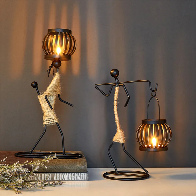 

Strongwell Nordic Metal Candlestick Abstract Character Sculpture Candle Holder Decor Handmade Figurines Home Decoration Art Gift