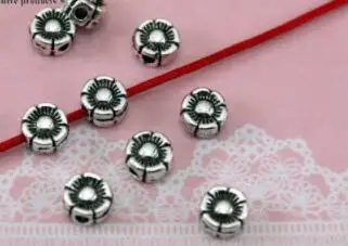 

50 шт./лот тибетские серебряные металлические двухсторонние бусины-цветы бусины-разделители для изготовления ювелирных изделий «сделай сам» Шарм-браслет 6 мм
