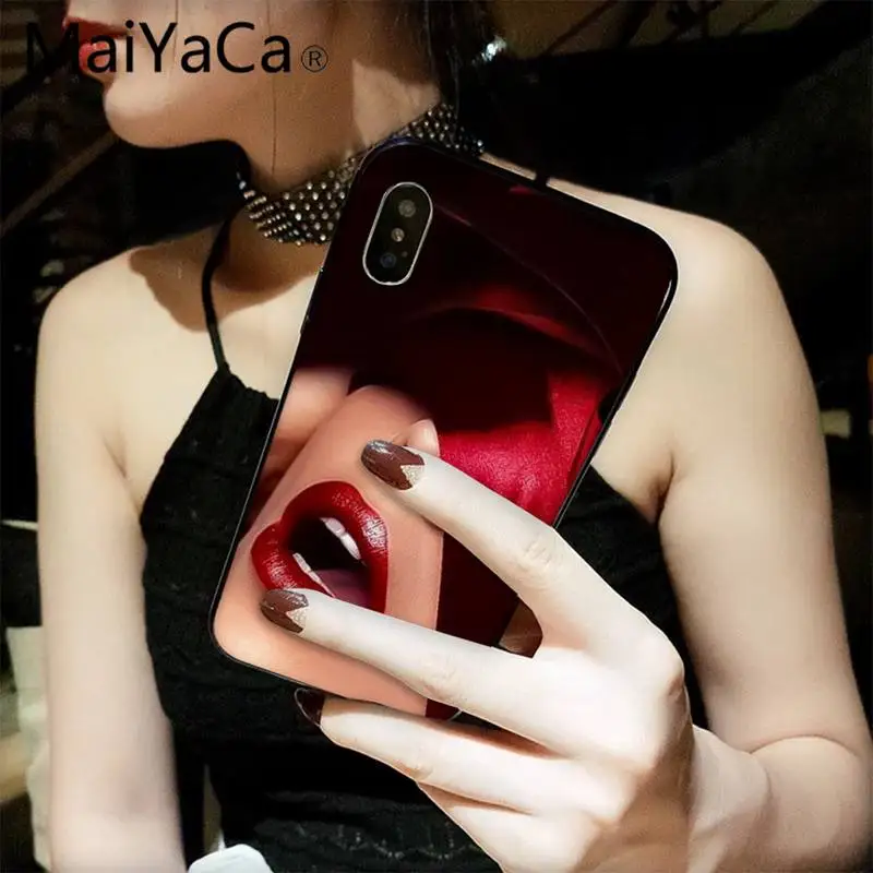 

MaiYaCa Woman red lips close up shot Phone Case fundas for iPhone 12 8 7 6 6S Plus X XS MAX 5 5S SE XR 11 12 pro promax shell