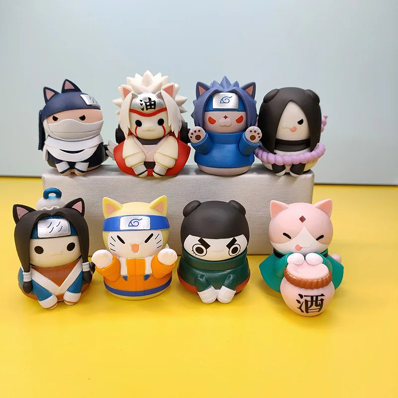 

Naruto Cat Style Figures Q Version Doll Kakashi Haruno Sakura Gaara PVC Cartoon Action Figure Room Decoration Christmas Gifts