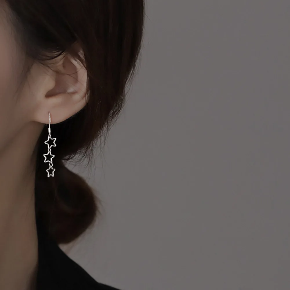 

2021 new earrings Long simple hollow star ear hook Girl fashion earrings Modern minimalist jewelry Popular jewelry accessories