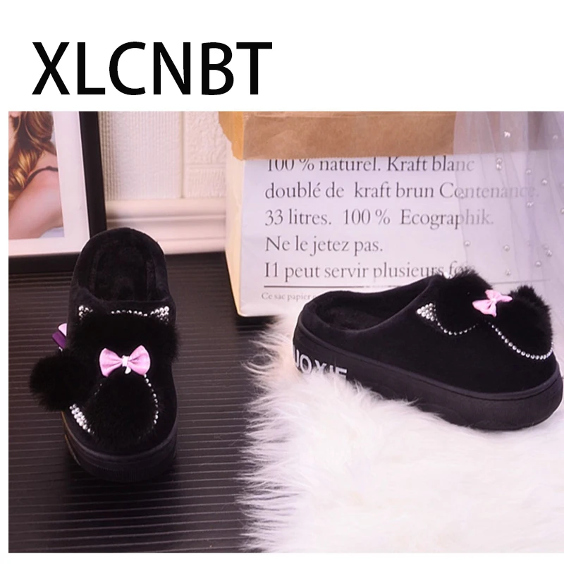 Зимние теплые домашние тапочки водонепроницаемый нескользящий хлопковый